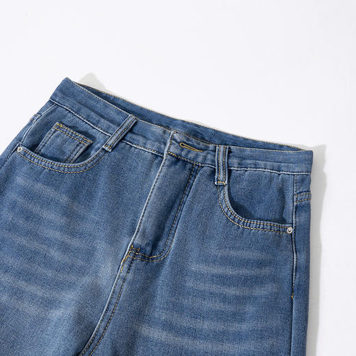 茧墨 简约复古高腰窄版加绒阔腿牛仔裤 商品图3