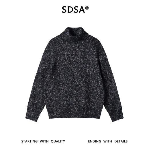 72673SDSA男士秋冬新款痞帅男装潮牌慵懒风可翻高领毛衣百搭套头针织衫 商品图0