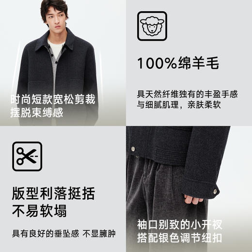 NPC潮牌100%绵羊毛大口袋翻领拉链毛呢夹克短款挺括有形NP58WC31 商品图3