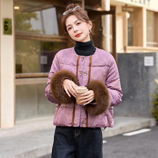 新中式国风提花羽绒服，短款小个子显瘦超好看外套HR-YRX9320 商品图0