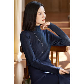 剩M/L/XL 米思阳2026春季新品【半高领打底针织衫】春季时尚通勤百搭套头亮丝细闪质感针织衫毛衣1665