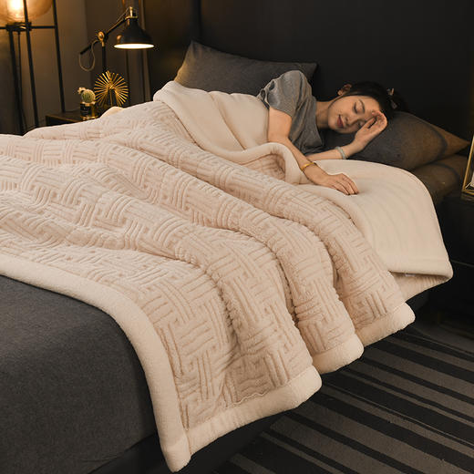 【三层夹棉立体舒棉绒毛毯】冬季加厚午睡盖毯珊瑚绒沙发毯 商品图0