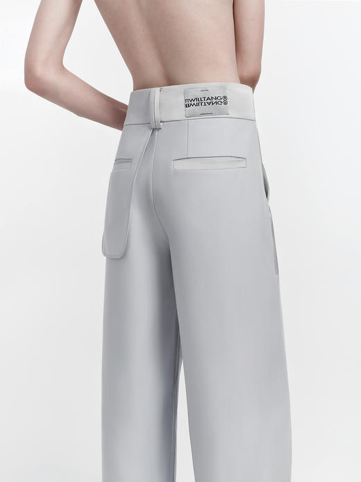 TIWILLTANG启世录 “obsidian”satin“曜岩” 黑色缎面拼接长裤 商品图7