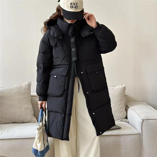 【YW】无忧购羽绒服女中长款过膝白鸭绒韩版宽松收腰保暖外套24029（截单后7天发货） 商品图7