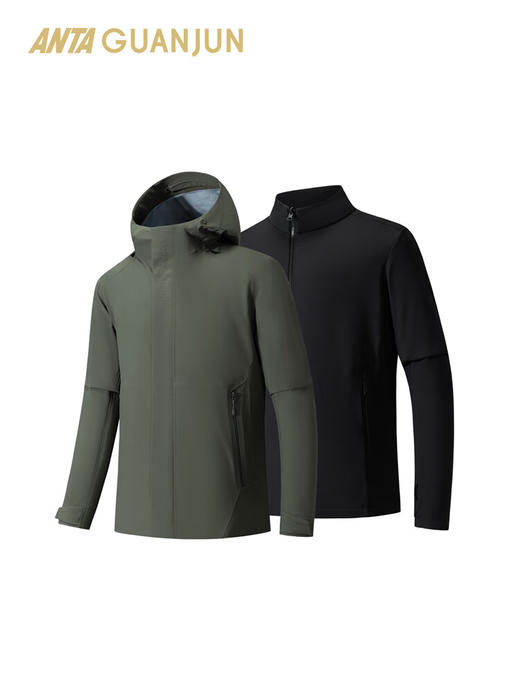 安踏冠军山锋梭织三合一冲锋衣防水透湿徒步两件套保暖男士152540613 商品图2