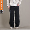 DRONKOO 2025 半松紧腰底竖条纹面磨毛普洗厚牛仔长裤 商品缩略图0