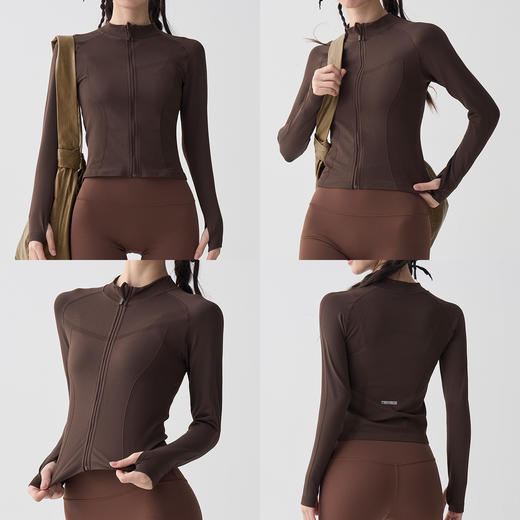 Gymicon能量符号 无缝一体织高弹修身瑜伽服外套小立领跑步羽毛球瑜伽长袖YAWT2526 商品图3