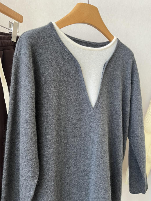 【羊绒的暖】噢蜜ooomeooo羊绒假两件套头衫 商品图7
