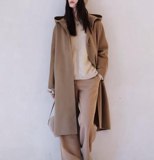 （稀缺货源）火桐hooton 厚全羊绒双面呢连帽及膝大衣外套ZB9090 商品图3