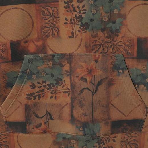 WY1354SDSA男士秋冬新款痞帅男装潮牌撞色简约植物花卉连帽卫衣百搭时尚 商品图3