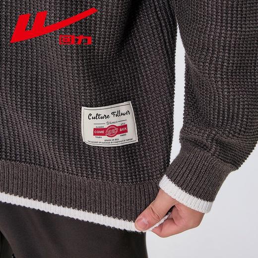 回力毛衣假两件男2025春秋新款复古毛线衣宽松圆领针织衫内搭外套 商品图5