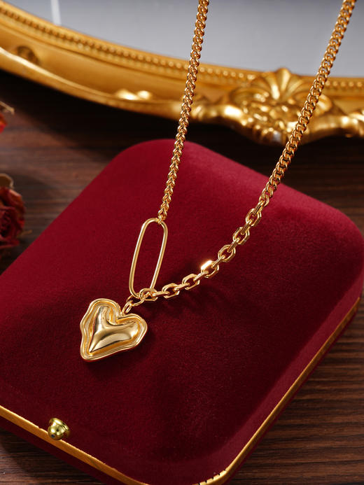 子佩集S925银【浓烈的爱】项链纯银【AJ00247】原创2镀金爱心2501 商品图1