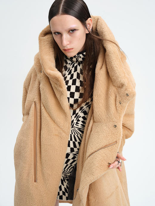 TIWILLTANG就异是MIRROR原创棉衣外套女冬软糯厚实长款毛绒棉衣 商品图2