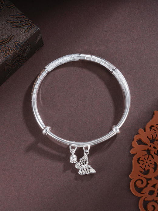 子佩集S999银【蝶觅芬芳】手镯【ZZSZ008】纯银蝴蝶铃兰推拉2504 商品图0