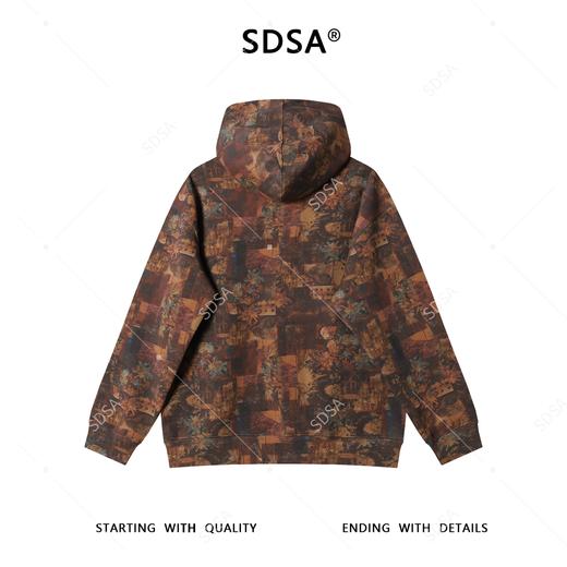 SDSA男士秋冬新款痞帅男装时尚潮牌撞色植物花卉连帽卫衣百搭宽松 商品图5