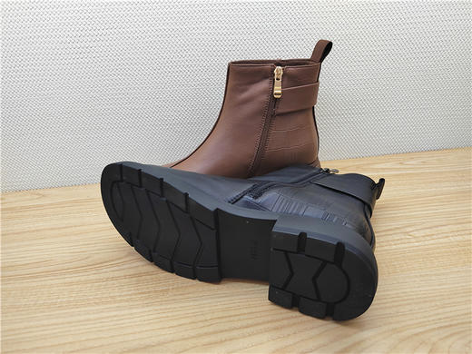 豪行秋冬新款23438988牛皮低跟复古休闲女靴单靴短靴 商品图4