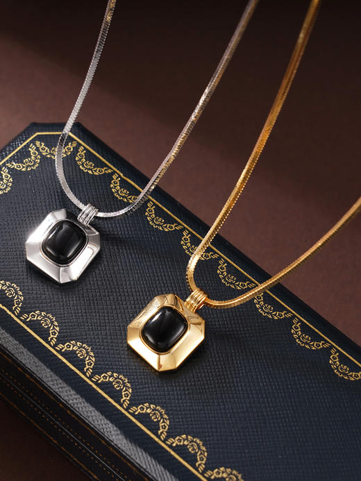 子佩集S925银【日夜相守】项链纯银【AE00062】原创2方块镀金2501 商品图4