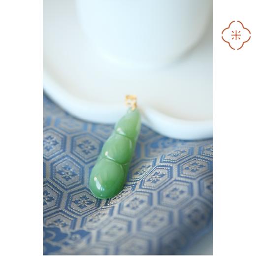 米马饰物 天然俄罗斯和田碧玉 18K金镶 连中三元吊坠 商品图4