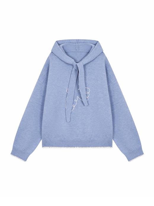 早乙女惠子saotome/STMMY14998/飞鸟贝壳绣系带连帽毛衣 商品图3