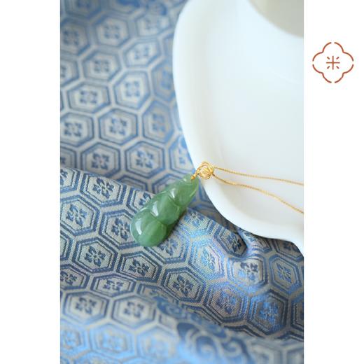 米马饰物 天然俄罗斯和田碧玉 18K金镶 连中三元吊坠 商品图3