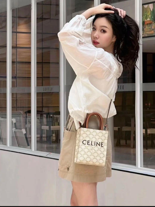 CELINE 白色 mini 老花拼牛皮 琴谱包 商品图3