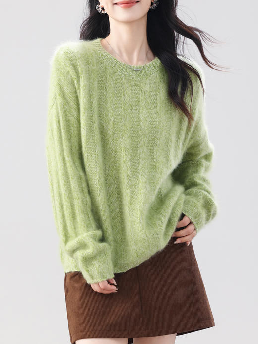 【超模君严选 「两件立减20元」】梦幻拉绒羊毛花纱套头衫｜95.7%澳洲绵羊毛+4.3%山羊绒黄金配比 圆领/V领/堆堆领羊毛衫 380g/件 商品图5