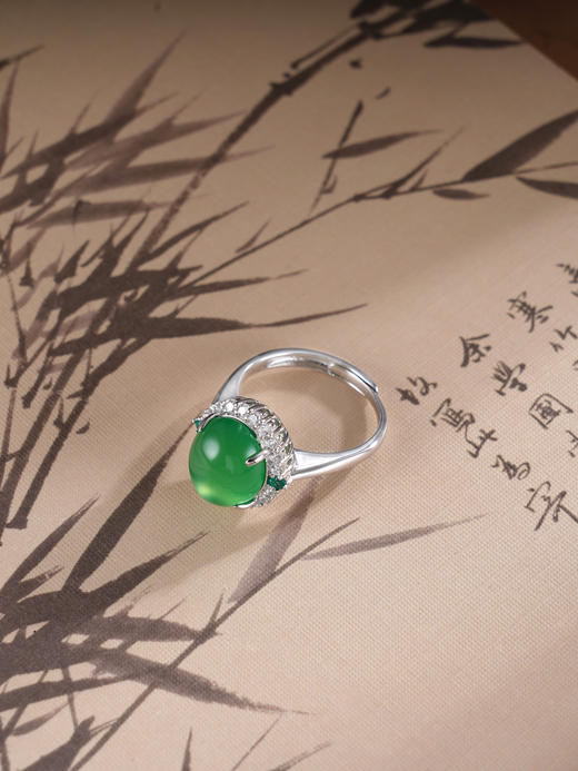 子佩集S925银【翠凝】戒指【JZ016032】纯银绿玉髓2504 商品图0