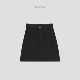 THESOONG|经典羊毛保暖正腰松紧黑色A字半身裙HLQZ8219