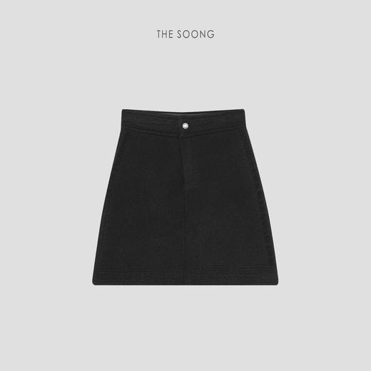 THESOONG|经典羊毛保暖正腰松紧黑色A字半身裙HLQZ8219 商品图0