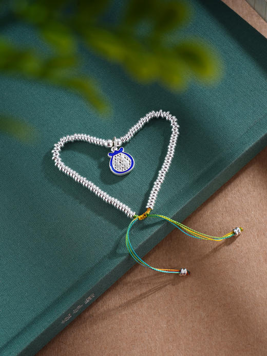 子佩集S925银【盛福】手链【SL01045】纯银钱串腰缠万贯珐琅彩福袋盘缠盘缠2504 商品图0