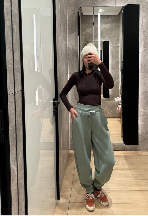 1114-3 减龄时髦 保暖舒适 lu 加绒卫裤 我穿L 商品图3