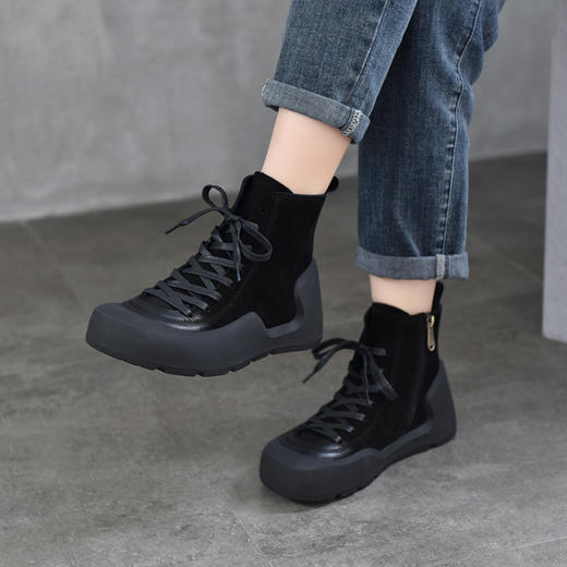 T818-08真皮短靴复古马丁靴 头层牛皮包头休闲女靴 商品图2