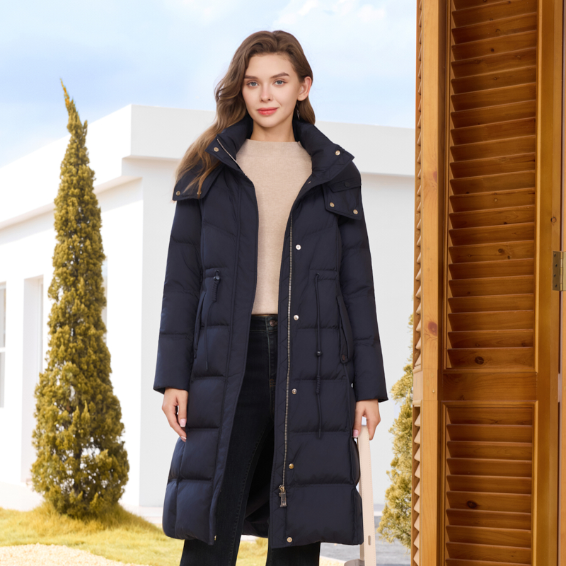 半身缘女装 冬季正肩防风保暖长款羽绒服254313M01740119
