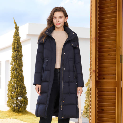 半身缘女装 冬季正肩防风保暖长款羽绒服254313M01740119 商品图0