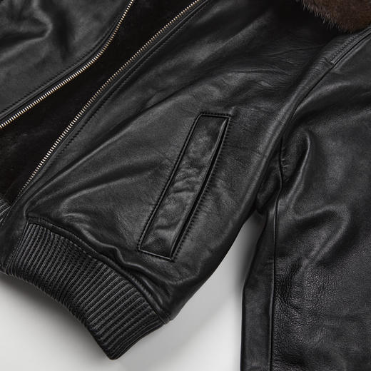 ROMISTUDIO“新西兰雾感小羊皮”拼獭免绒拉贡领皮草 RWCWWG6582 商品图7