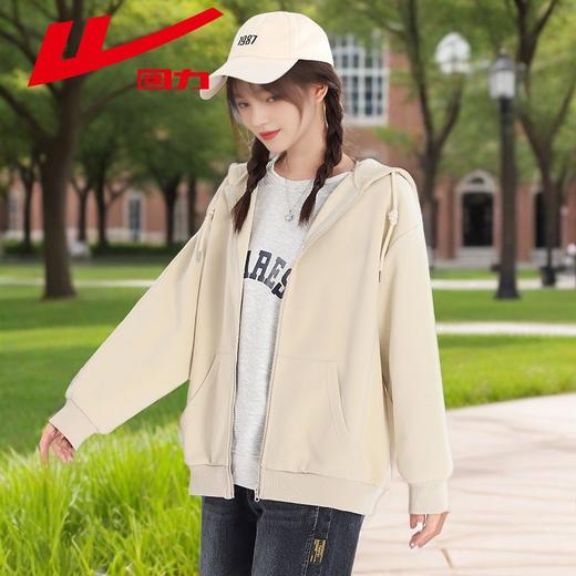 回力连帽卫衣女款2025秋冬新款休闲上衣校园风加绒开衫宽松外套女 商品图8
