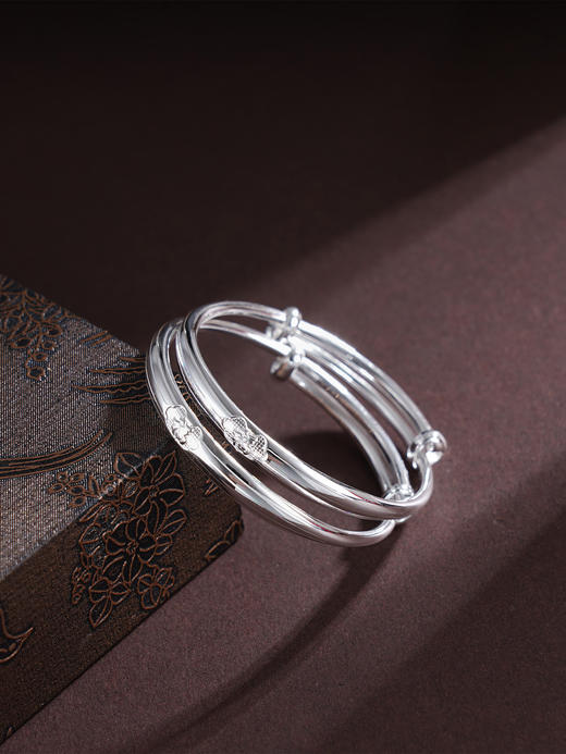 子佩集S999银【福妙如意】童镯【TZ000564-1】纯银七彩拉丝2504 商品图0