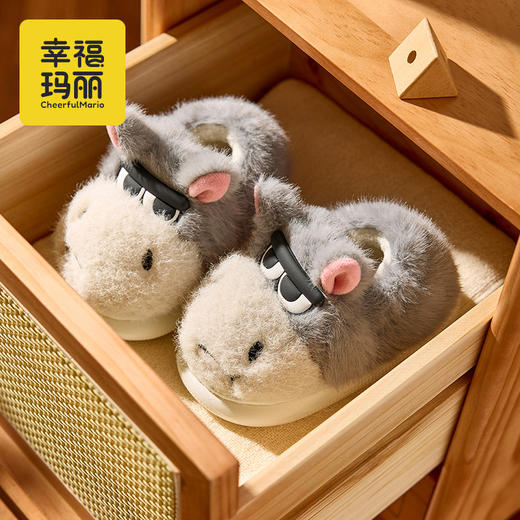 幸福玛丽 儿童棉拖鞋男童秋冬季小宝宝拖鞋幼儿室内保暖包跟家居鞋RC8922 商品图5