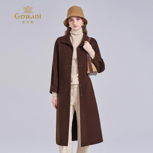 乔万尼2025新品冬翻领复古混橘羊毛羊绒中长款大衣ED4A728 商品图2