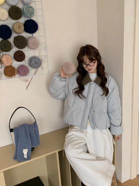 【YW】无忧购韩系白鸭绒灯芯绒领羽绒服女短款甜美小个子面包服25021（截单后7天发货）