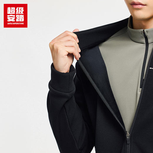 超级安踏男子经编加绒外套秋冬保暖立领运动上衣夹克152547702U 商品图4