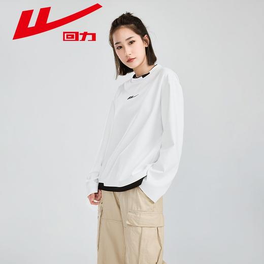 回力假两件卫衣女2025春新款小个子外穿宽松休闲百搭上衣套装T恤 商品图5