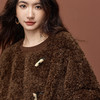 【11/19新品】熙世界环保仿皮草圈圈绒短外套女2025冬季新款棕色牛角扣毛绒上衣 商品缩略图4