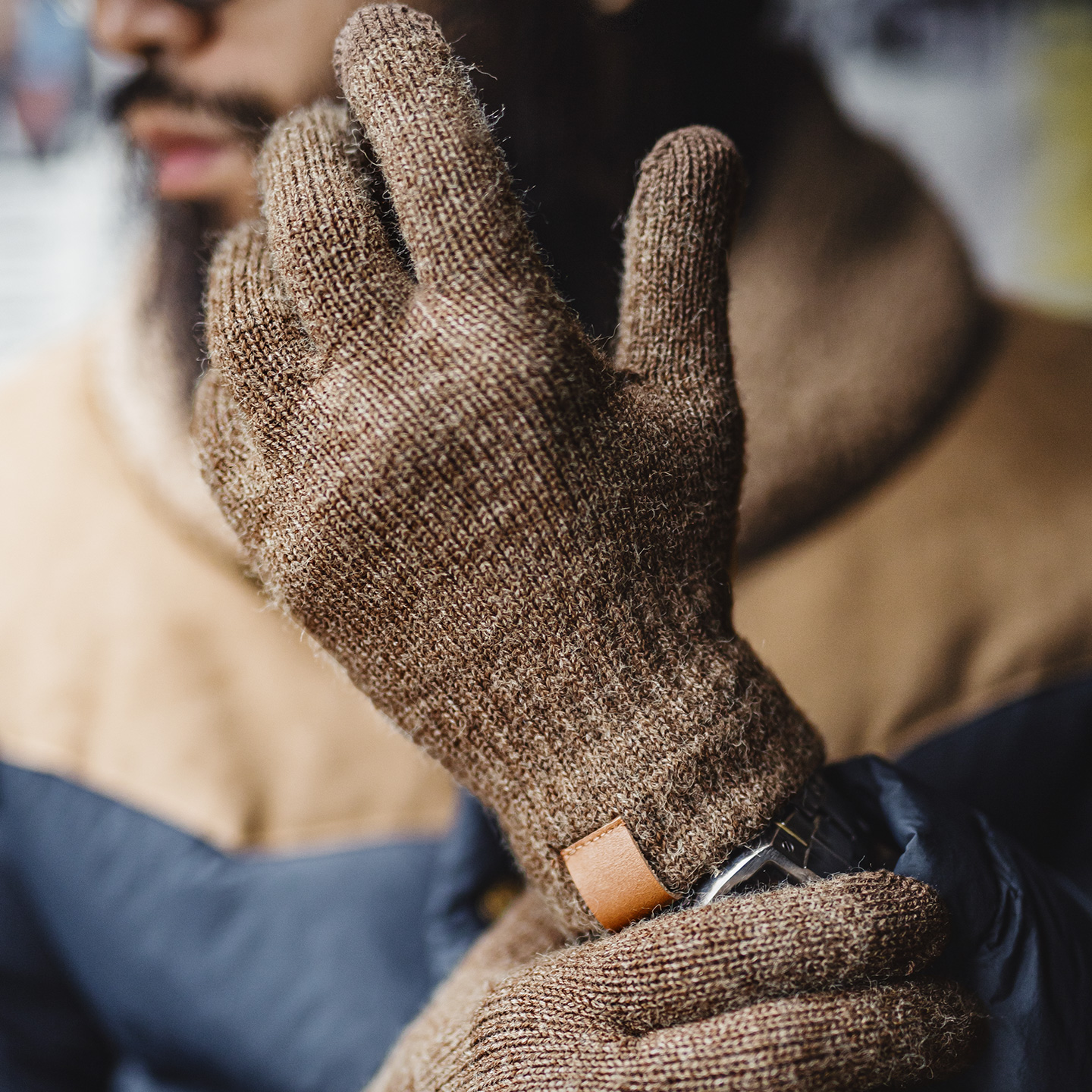 马登工装美式复古北极绒分指触屏手套加厚防寒防风保暖男女秋冬季