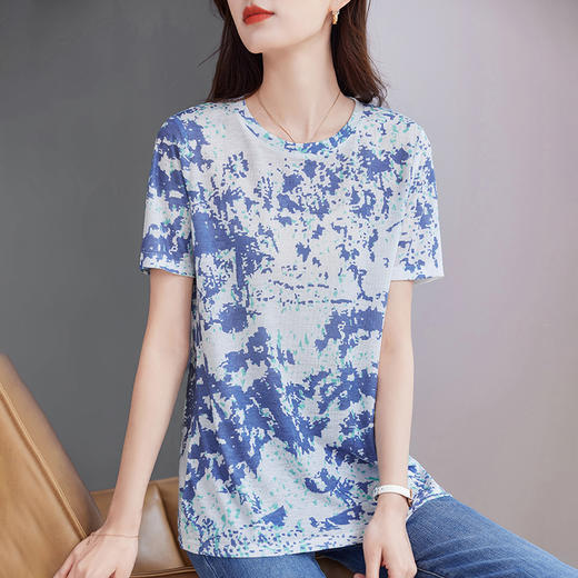 印花短袖t恤女夏2025新款洋气大码女装薄款胖mm宽松显瘦女士上衣 商品图4