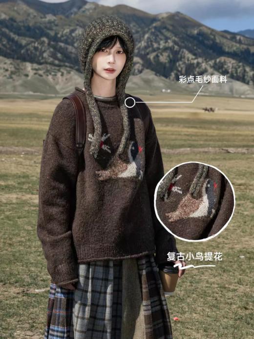 早乙女惠子saotome/STMMY141132/小鸟提花毛衣 商品图1