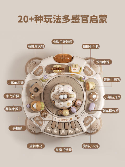 雅诺宝宝益智早教玩具桌儿童启蒙早教多功能游戏桌推火车周岁礼物 商品图3
