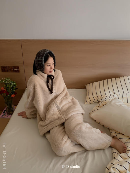 暖暖过冬~冬季情侣家居服两件套 380g加厚加密北极绒蓄热保暖可外穿保暖睡衣女 商品图1