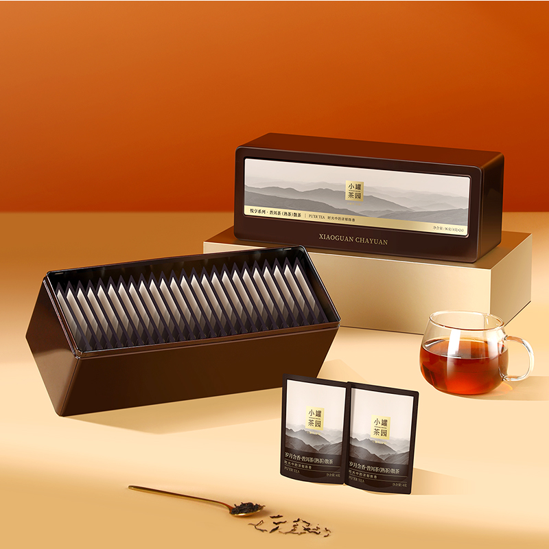 小罐茶悦享礼盒普洱熟茶散茶茶叶199元24袋装马口铁礼盒