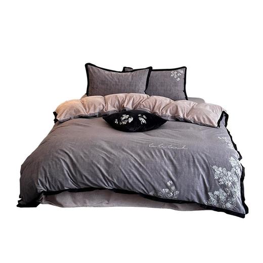 Holbe̓r秋冬高级感鎏金绒刺绣四件套牛奶绒保暖被套床单家纺床品 商品图4